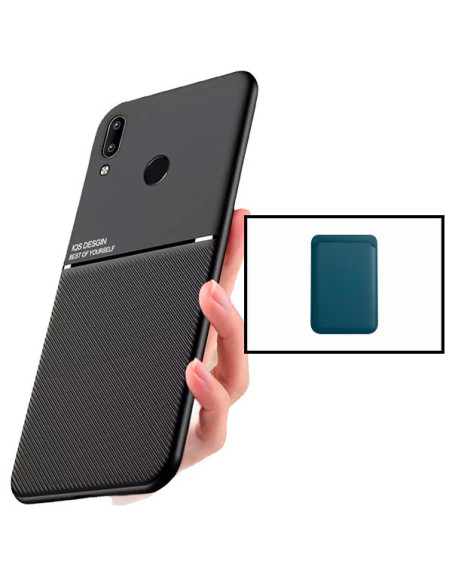 Kit Capa Magnetic Lux + Magnetic Wallet Azul para Huawei P Smart Plus 2019