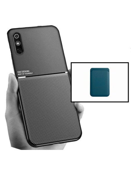 Kit Capa Magnetic Lux + Magnetic Wallet Azul para Xiaomi Redmi 9AT