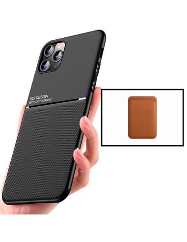 Kit Capa Magnetic Lux + Magnetic Wallet Castanho para iPhone 11 Pro