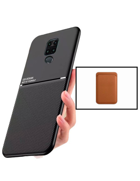 Kit Capa Magnetic Lux + Magnetic Wallet Castanho para Xiaomi Redmi Note 9