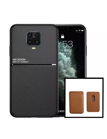 Kit Capa Magnetic Lux + Magnetic Wallet Castanho para Xiaomi Redmi Note 9s