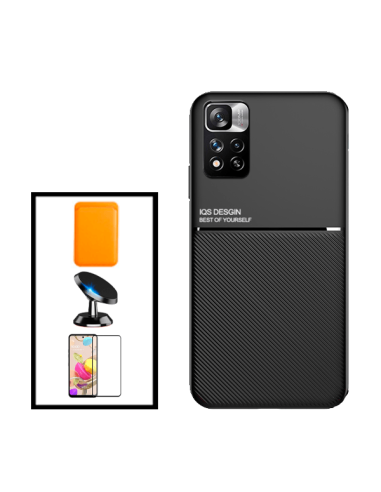 Kit Capa Magnetic Lux + Magnetic Wallet Laranja + 5D Full Cover + Suporte Magnético de Carro para Xiaomi Redmi Note 11E Pro