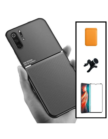 Kit Capa Magnetic Lux + Magnetic Wallet Laranja + 5D Full Cover + Suporte Magnético de Carro Reforçado para Huawei P30 Pro