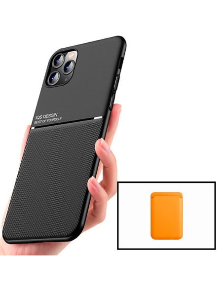 Kit Capa Magnetic Lux + Magnetic Wallet Laranja para iPhone 11