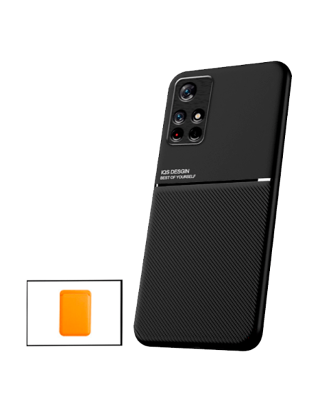 Kit Capa Magnetic Lux + Magnetic Wallet Laranja para Xiaomi Poco M4 Pro 5G