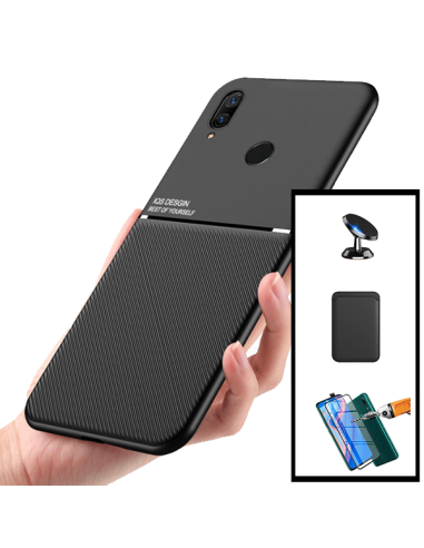 Kit Capa Magnetic Lux + Magnetic Wallet Preto + 5D Full Cover + Suporte Magnético de Carro para Huawei P Smart Z