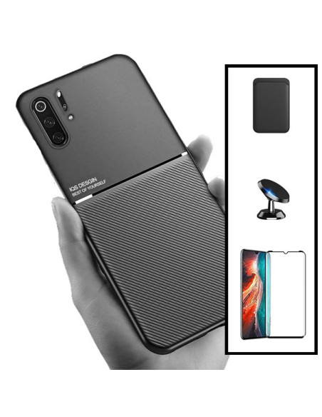 Kit Capa Magnetic Lux + Magnetic Wallet Preto + 5D Full Cover + Suporte Magnético de Carro para Huawei P30 Pro