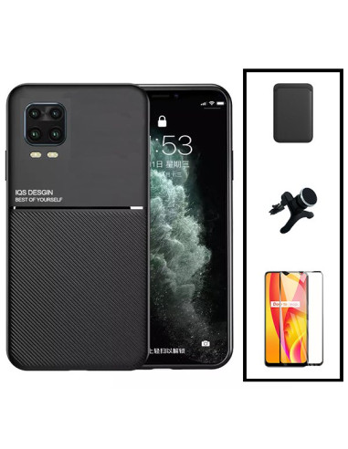 Kit Capa Magnetic Lux + Magnetic Wallet Preto + 5D Full Cover + Suporte Magnético de Carro Reforçado para Xiaomi Mi 10 Youth 5G