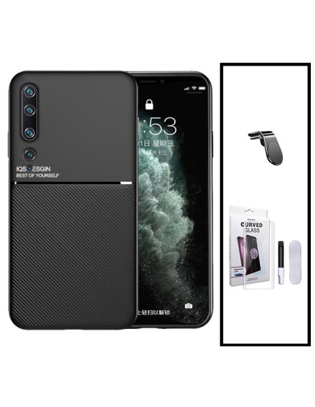 Kit Capa Magnetic Lux + Película de Vidro Nano Curved UV + Suporte Magnético L Safe Driving para Xiaomi Mi Note 10