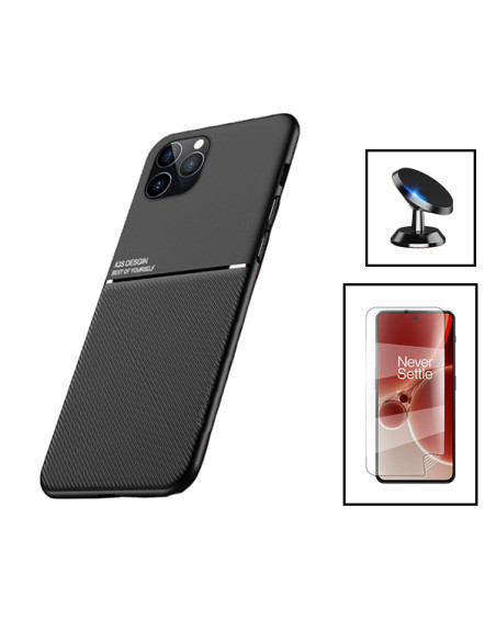 Kit Capa Magnetic Lux + Película Hydrogel Full Cover Frente + Suporte Magnético de Carro para Xiaomi Redmi Note 12R - Preto