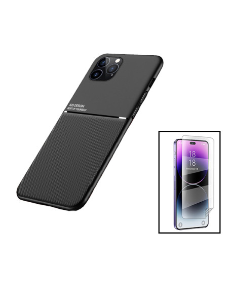 Kit Capa Magnetic Lux + Película Hydrogel Full Cover Frente para Apple iPhone 15 - Preto