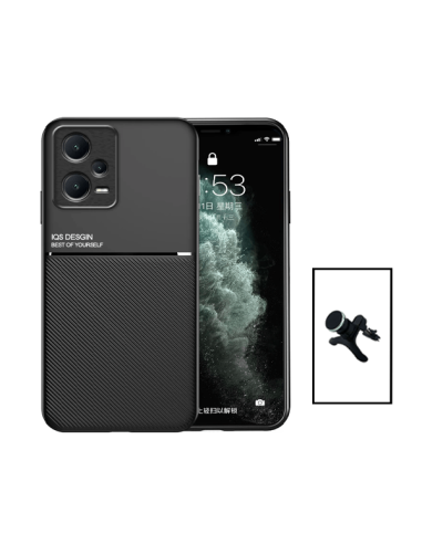 Kit Capa Magnetic Lux + Suporte Magnético de Carro Reforçado para Xiaomi Poco X5 - Preto