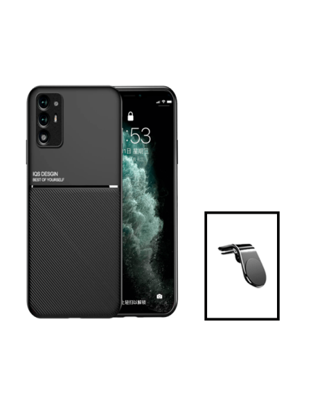 Kit Capa Magnetic Lux + Suporte Magnético L Safe Driving para Oppo Reno5 Z - Preto