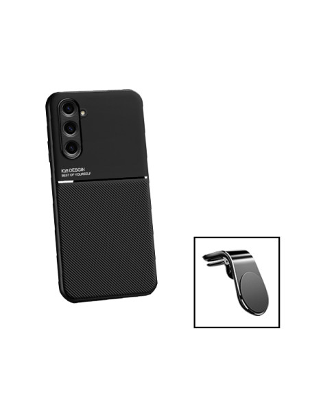 Kit Capa Magnetic Lux + Suporte Magnético L Safe Driving para Samsung Galaxy F34 5G - Preto