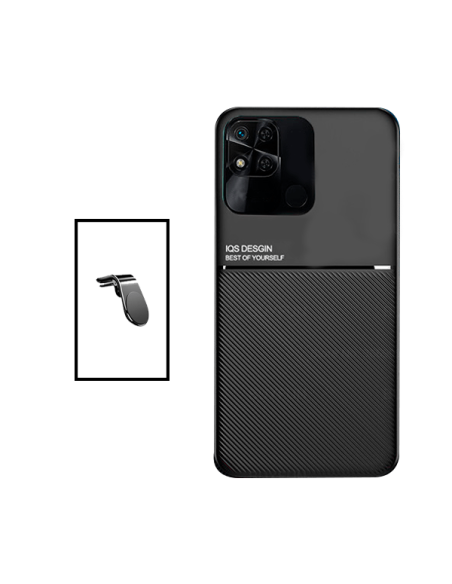 Kit Capa Magnetic Lux + Suporte Magnético L Safe Driving para Xiaomi Redmi 10A - Preto