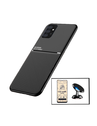 Kit Capa Magnetic Lux + Vidro Temperado CeramicGlass Full Cover + Suporte Magnético de Carro para Samsung Galaxy A32 4G