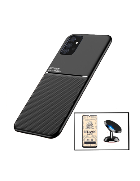 Kit Capa Magnetic Lux + Vidro Temperado CeramicGlass Full Cover + Suporte Magnético de Carro para Samsung Galaxy A32 4G