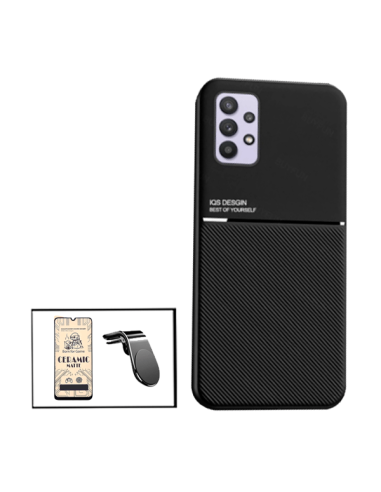 Kit Capa Magnetic Lux + Vidro Temperado CeramicGlass Full Cover + Suporte Magnético L Safe Driving para Samsung Galaxy A32 5G