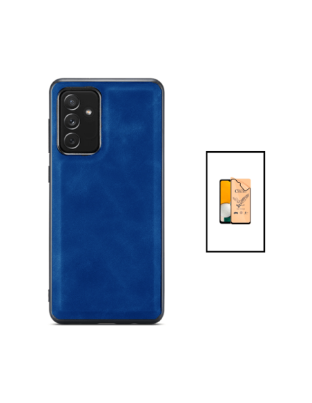 Kit Capa MagneticLeather + CeramicGlass Full Coverpara Samsung Galaxy A13 - Azul