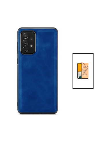 Kit Capa MagneticLeather + CeramicGlass Full Coverpara Samsung Galaxy A52 5G - Azul