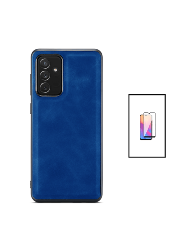 Kit Capa MagneticLeather + Película de Vidro 5D Full Cover para Samsung Galaxy A13 - Azul