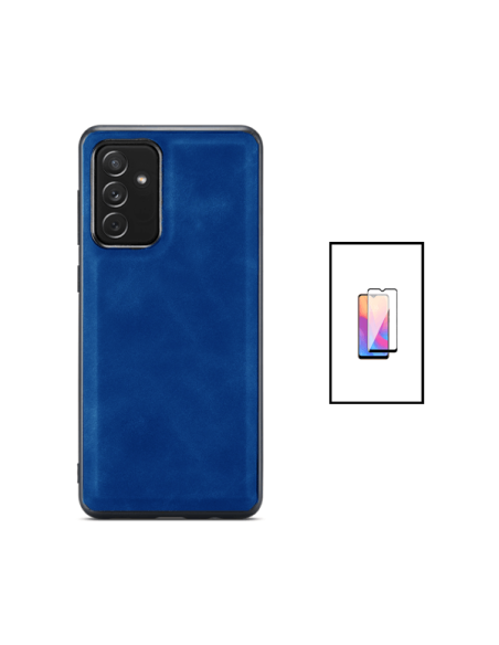 Kit Capa MagneticLeather + Película de Vidro 5D Full Cover para Samsung Galaxy A13 - Azul