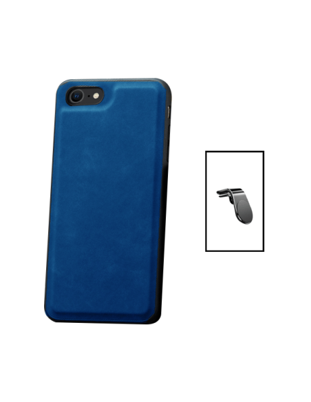 Kit Capa MagneticLeather + Suporte L Safe Driving para Apple iPhone 8 - Azul