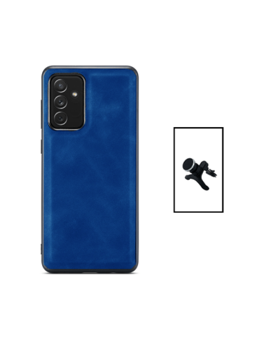 Kit Capa MagneticLeather + Suporte Magnético Reforçado de Carro para Samsung Galaxy A04s - Azul