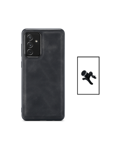 Kit Capa MagneticLeather + Suporte Magnético Reforçado de Carro para Samsung Galaxy A04s - Preta