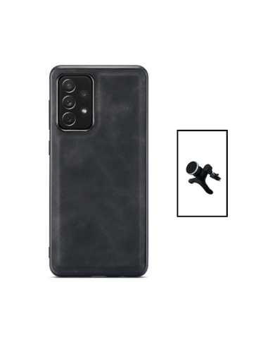 Kit Capa MagneticLeather + Suporte Magnético Reforçado de Carro para Samsung Galaxy A13 - Preta