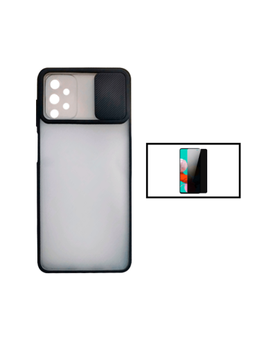 Kit Capa Slide Window Anti Choque Frosted + Película 5D Anti-Spy para Samsung Galaxy A52s 5G - Preto