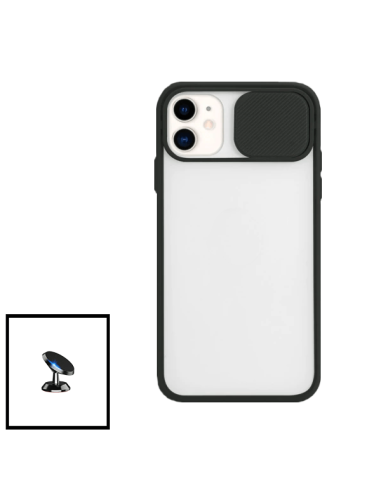 Kit Capa Slide Window Anti Choque Frosted + Suporte Magnético de Carro para iPhone 7 - Preto