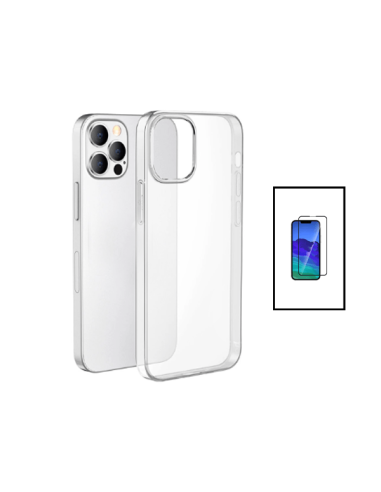 Kit Capa SuperProtect Anti-Shock + Película de Vidro Temperado 5D Full Cover para Apple iPhone 14 Pro Max - Transparente