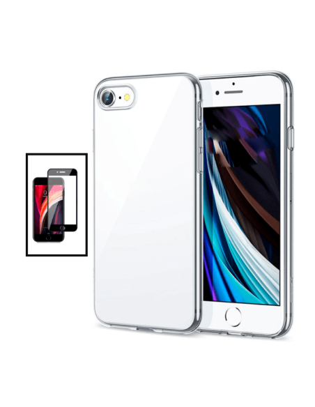 Kit Capa SuperProtect Anti-Shock + Película de Vidro Temperado 5D Full Cover para Apple iPhone SE 2022 - Transparente