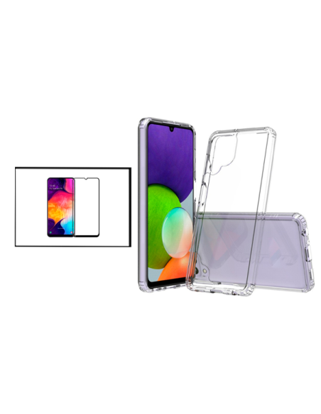 Kit Capa SuperProtect Anti-Shock + Película de Vidro Temperado 5D Full Cover para Samsung Galaxy A22