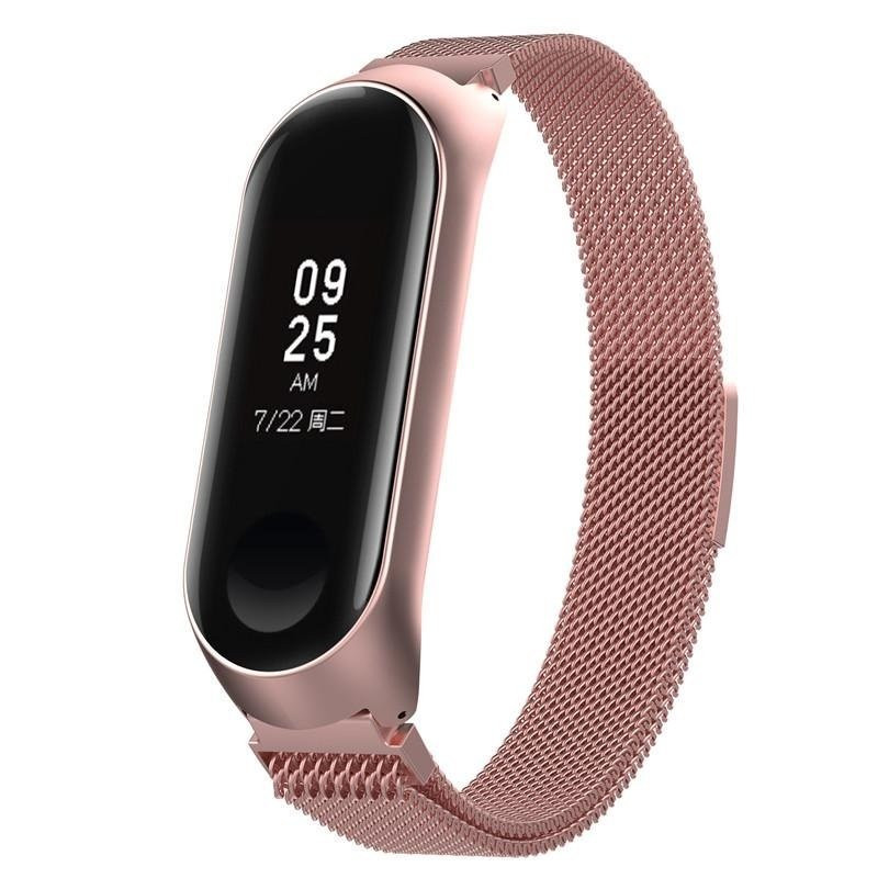 Bracelete Milanese Loop Fecho Magnético para Xiaomi Mi Band 3 - Rosa