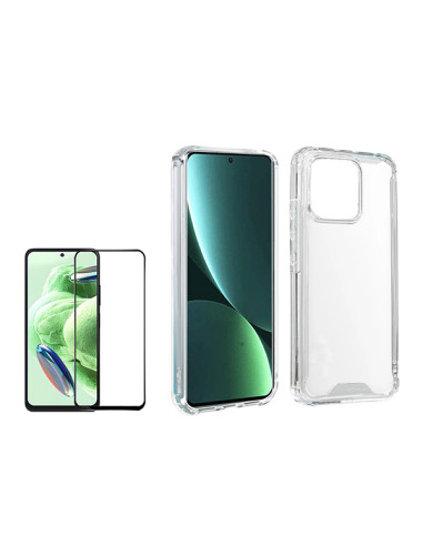 Kit Capa SuperProtect Anti-Shock + Película de Vidro Temperado 5D Full Cover Phonecare para Xiaomi 13T - Transparente