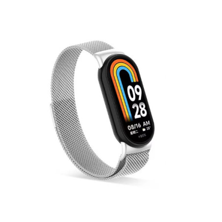 Bracelete Milanese Loop Fecho Magnético para Xiaomi Mi Band 8 - Cinza