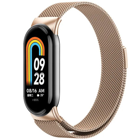 Bracelete Milanese Loop Fecho Magnético para Xiaomi Mi Band 8 - Rosa Ouro