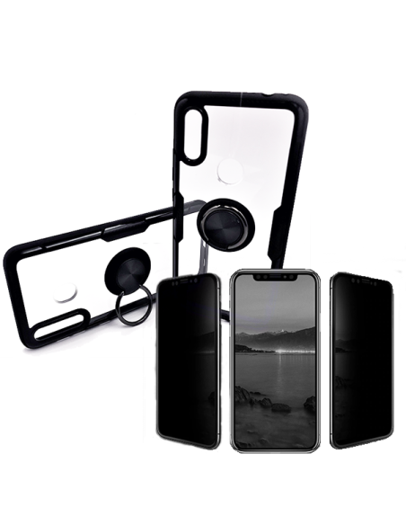 Kit Película 5D Anti-Spy + Capa 3x1 Clear Armor para Xiaomi Redmi 7