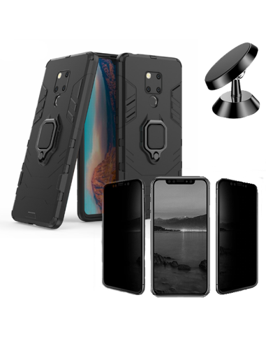 Kit Película 5D Anti-Spy + Capa 3X1 Military Defender + Suporte Magnético de Carro para Huawei Mate 20