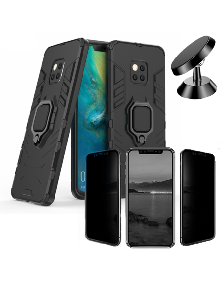 Kit Película 5D Anti-Spy + Capa 3X1 Military Defender + Suporte Magnético de Carro para Huawei Mate 20 Pro