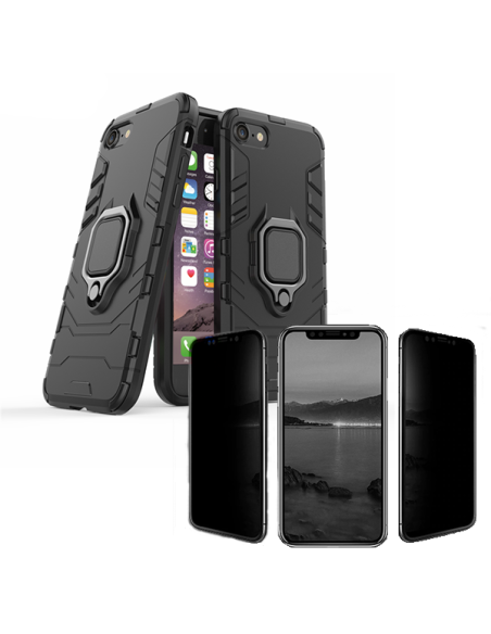 Kit Película 5D Anti-Spy + Capa 3X1 Military Defender para iPhone SE New 2020