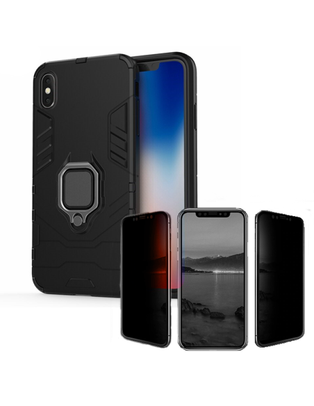 Kit Película 5D Anti-Spy + Capa 3X1 Military Defender para iPhone XS Max