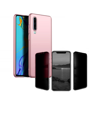 Kit Película 5D Anti-Spy + Capa SlimShield para Huawei P30 - Rosa