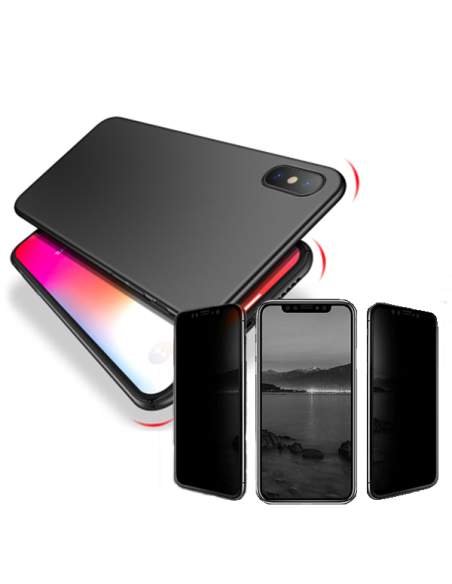 Kit Película 5D Anti-Spy + Capa SlimShield para iPhone XS Max - Preto