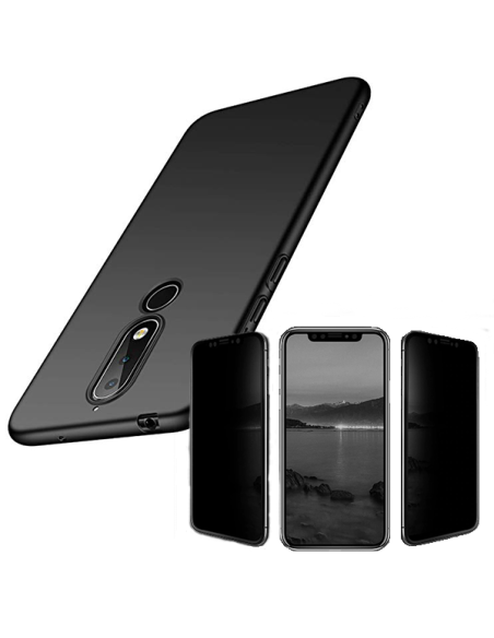 Kit Película 5D Anti-Spy + Capa SlimShield para Nokia X6 - Preto