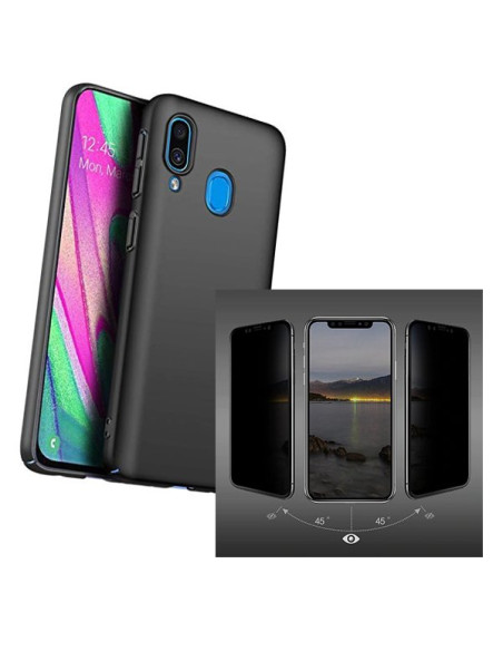 Kit Película 5D Anti-Spy + Capa SlimShield para Samsung Galaxy A40 - Preto