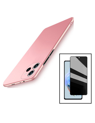 Kit Película 5D Anti-Spy + Capa SlimShield para Xiaomi Redmi 12 5G - Rosa