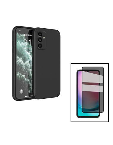 Kit Película de Vidro 5D Anti-Spy + Capa Silicone Líquido para Samsung Galaxy A24 4G - Preto